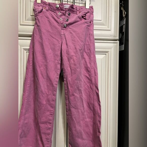 Children Zara Girls Corduroy Wide Leg Capri Pants Pink Pastel Wint Sz 9 - Picture 4 of 9